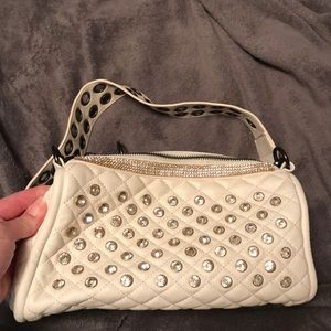 Cross-body chain white purse with sparkle